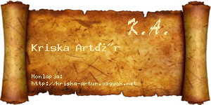 Kriska Artúr névjegykártya